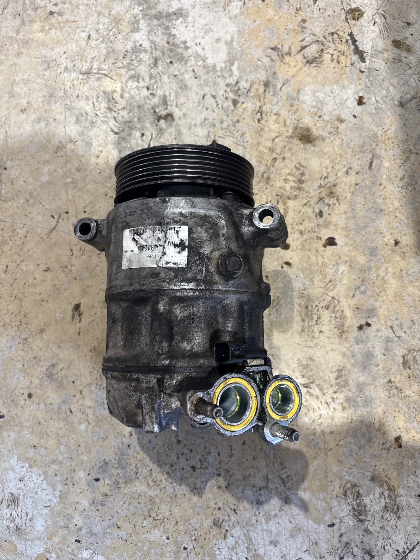 Land Rover A/C compressor removed for replacement