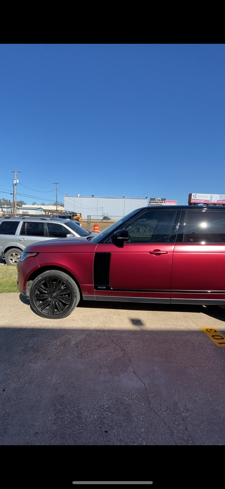 Finished matte red Land Rover