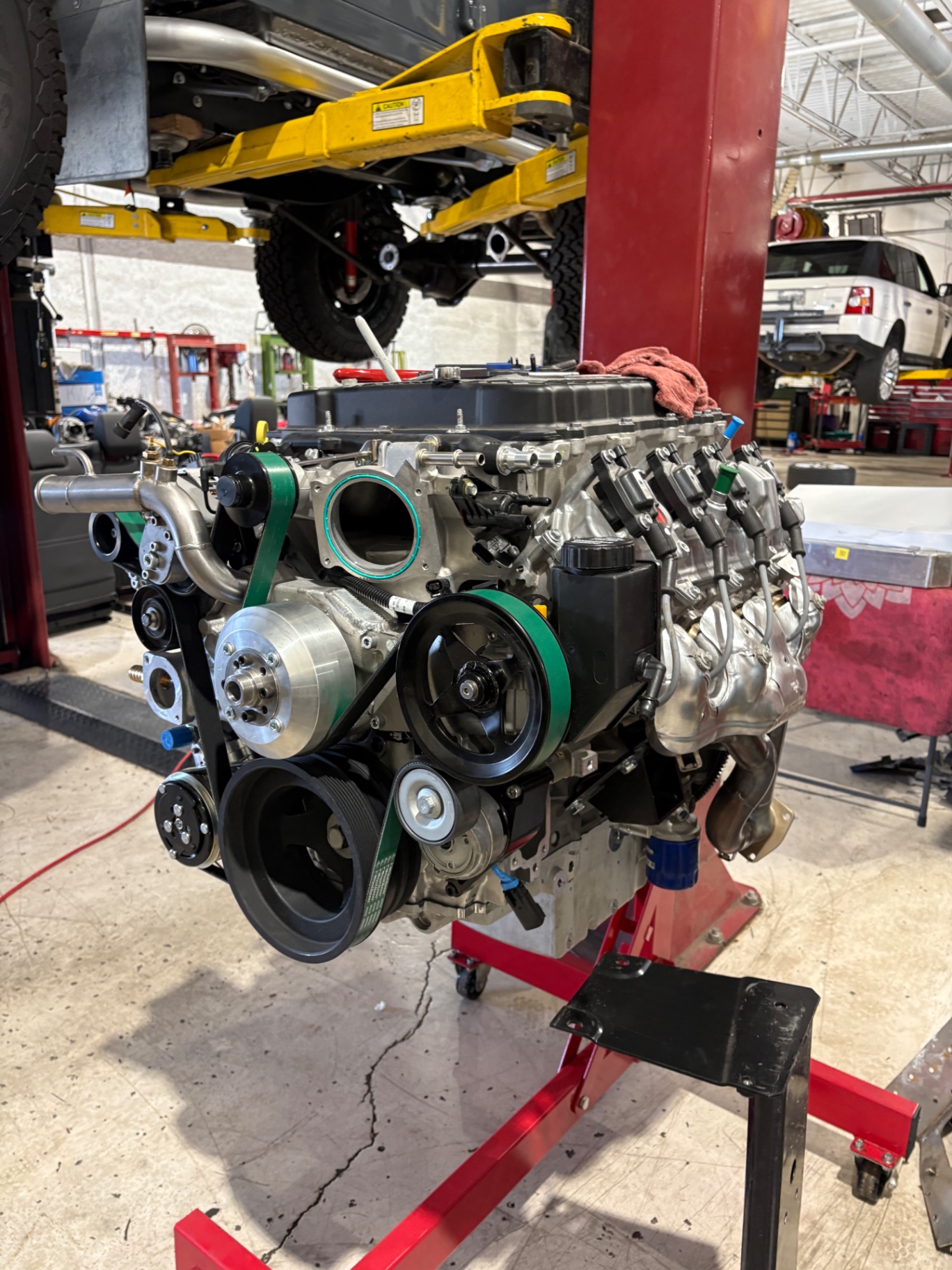 GM V8 closeup in the workshop