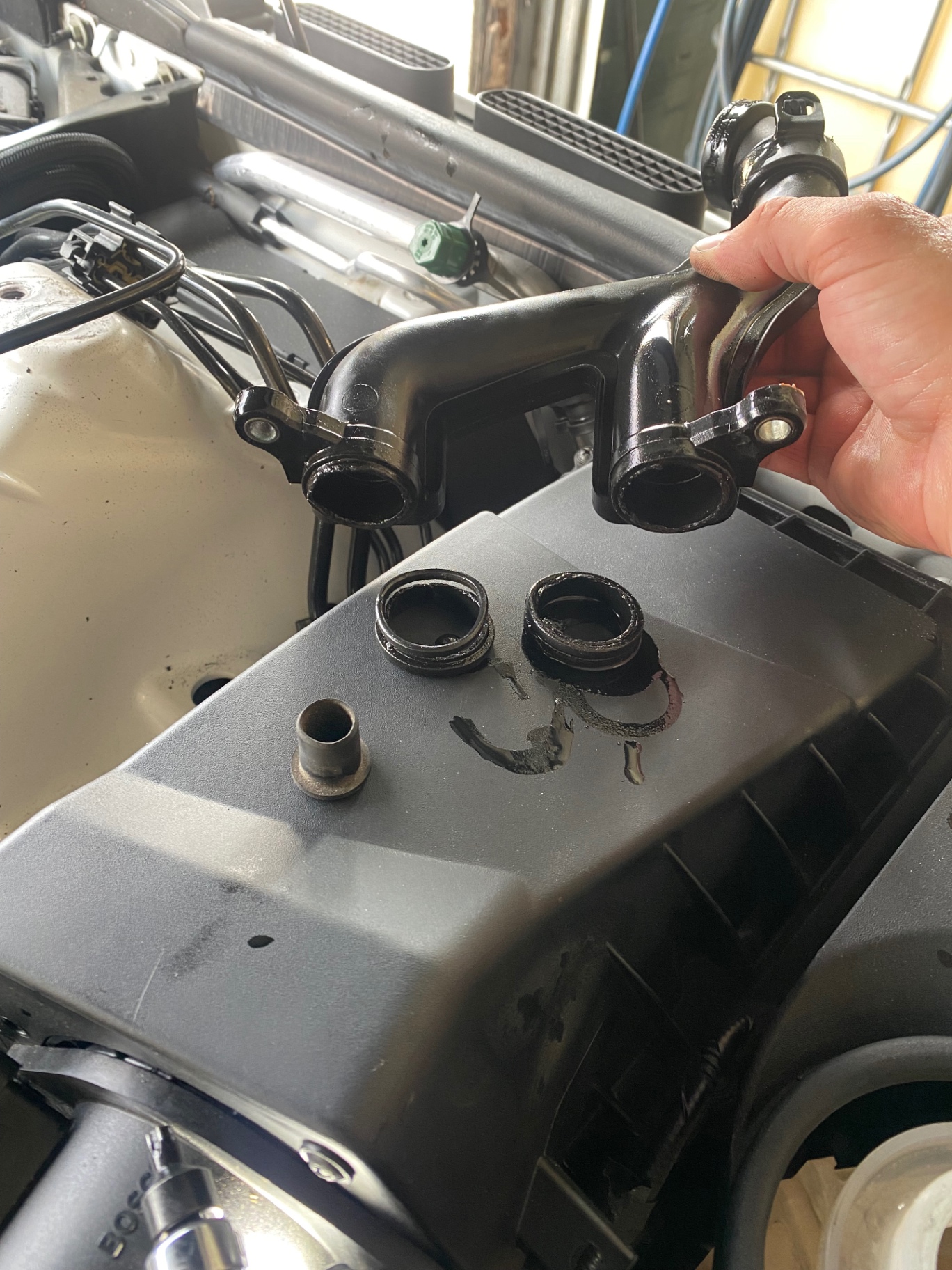 Intake manifold removed for cleaning during Land Rover service